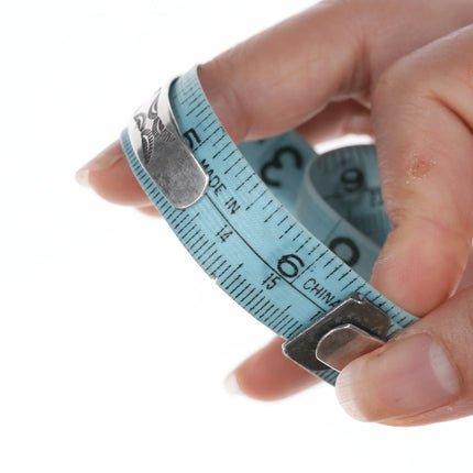 6.25" Vintage Navajo silver hand stamped cuff bracelet with center turquoise - Estate Fresh Austin