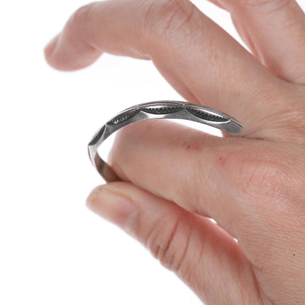 6.25" Vintage Navajo Stamped silver cuff bracelet - Estate Fresh Austin