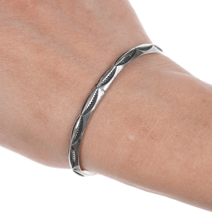 6.25" Vintage Navajo Stamped silver cuff bracelet - Estate Fresh Austin