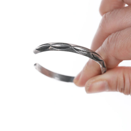 6.25" Vintage Navajo Stamped silver cuff bracelet - Estate Fresh Austin