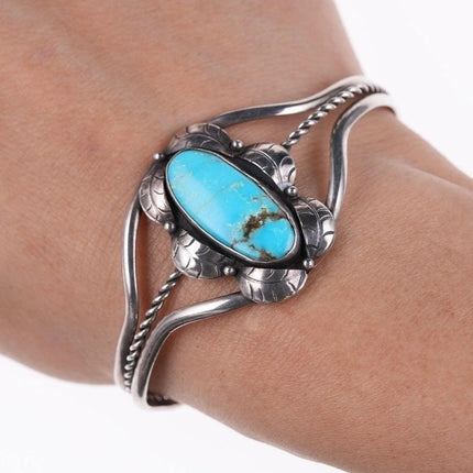 6.25" Vintage Navajo sterling and turquoise bracelet - Estate Fresh Austin