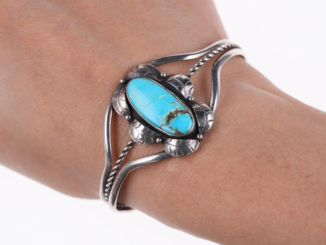 6.25" Vintage Navajo sterling and turquoise bracelet - Estate Fresh Austin