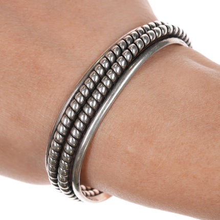 6.25" Vintage Navajo sterling twisted wire cuff bracelet - Estate Fresh Austin
