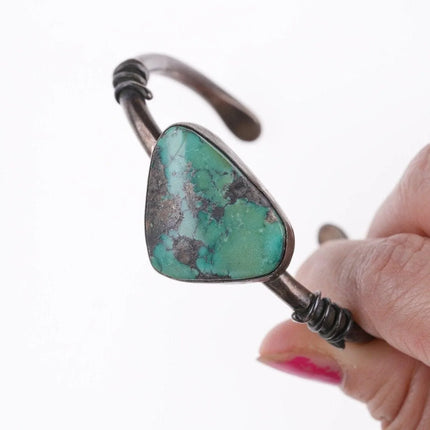 6.25" Vintage Southwestern sterling and turquoise bracelet u - Estate Fresh Austin