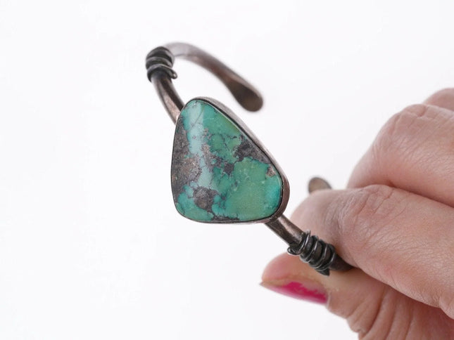 6.25" Vintage Southwestern sterling and turquoise bracelet u - Estate Fresh Austin