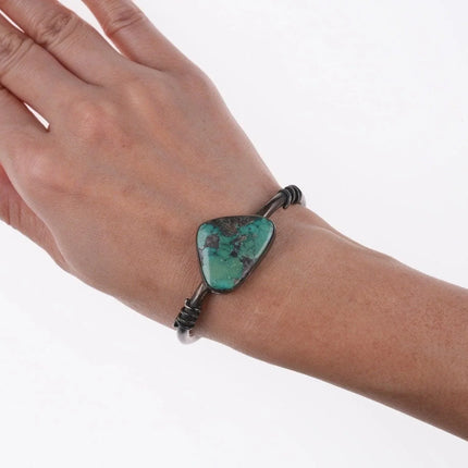 6.25" Vintage Southwestern sterling and turquoise bracelet u - Estate Fresh Austin