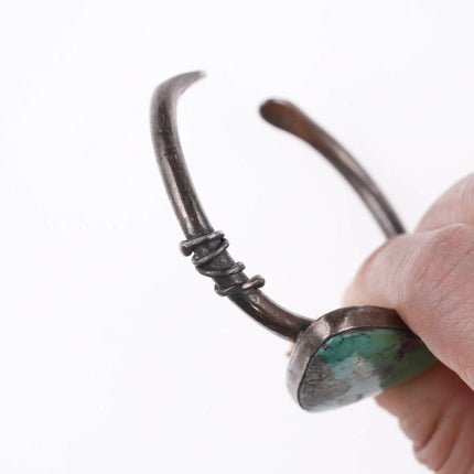 6.25" Vintage Southwestern sterling and turquoise bracelet u - Estate Fresh Austin