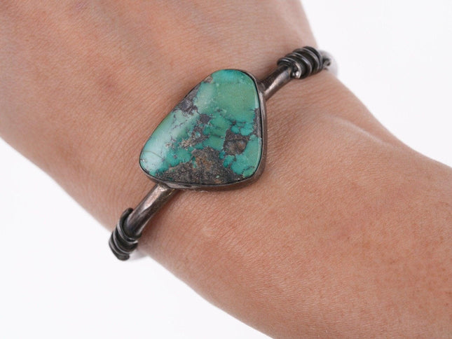 6.25" Vintage Southwestern sterling and turquoise bracelet u - Estate Fresh Austin