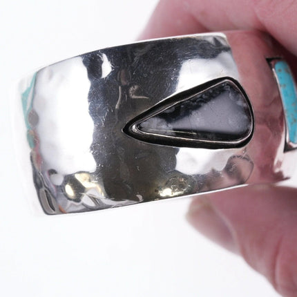 6.25" Vintage Sterling, turquoise and Jasper southwestern bracelet - Estate Fresh Austin