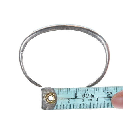 6.25" Vintage Zuni silver and turquoise channel inlay bracelet - Estate Fresh Austin