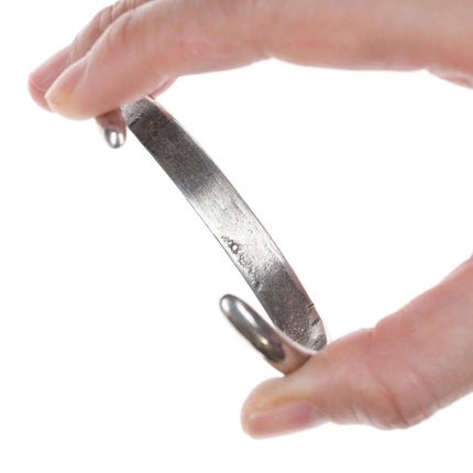 6.25" Vintage Zuni silver and turquoise channel inlay bracelet - Estate Fresh Austin