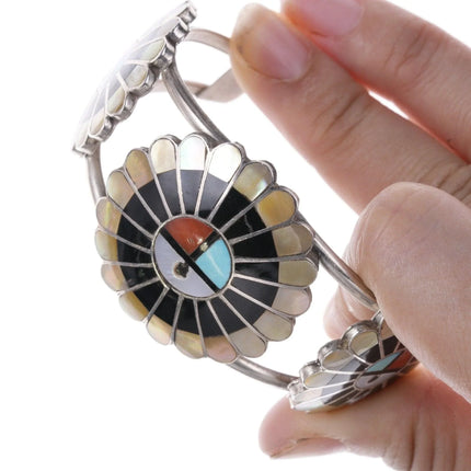 6.25" Vintage Zuni Silver Multi-Stone Channel inlay bracelet - Estate Fresh Austin