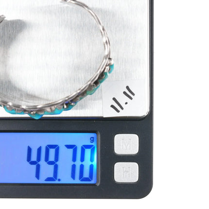 6.25" Vintage Zuni sterling carved turquoise cuff bracelet - Estate Fresh Austin