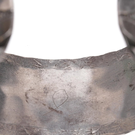 6.25" Vintage Zuni sterling carved turquoise cuff bracelet - Estate Fresh Austin