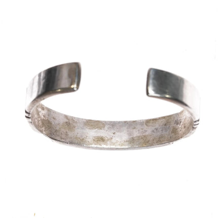 6.25" Vintage Zuni Sterling flush inlay turquoise cuff bracelet - Estate Fresh Austin