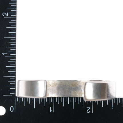 6.25" Vintage Zuni Sterling flush inlay turquoise cuff bracelet - Estate Fresh Austin