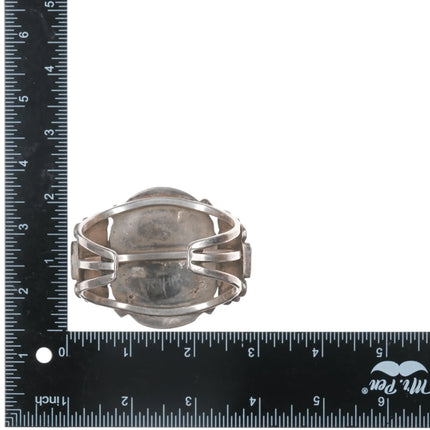 6.25" Vintage Zuni Sterling MOP, turquoise, and jet cuff bracelet - Estate Fresh Austin