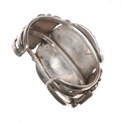 6.25" Vintage Zuni Sterling MOP, turquoise, and jet cuff bracelet - Estate Fresh Austin