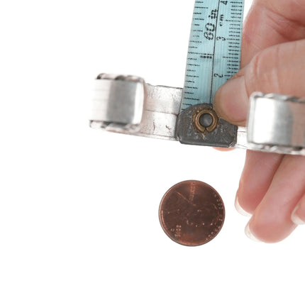 6.25" Vintage Zuni Turquoise and Shell channel inlay silver cuff bracelet - Estate Fresh Austin