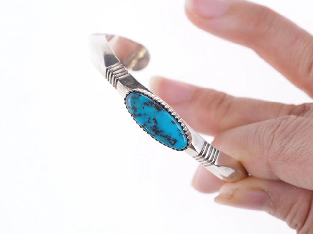 6.25" Will Denetdale Navajo sterling and turquoise bracelet - Estate Fresh Austin