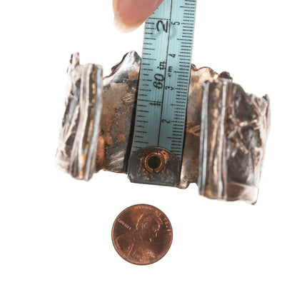 6.25" William & Shellie New York Modernist sterling/22k Amethyst and Garnet cuff bracelet - Estate Fresh Austin