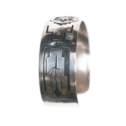 6.25" Willie Yazzie, Sr. (Navajo), 1928-1999 silver/copper overlay cuff bracelet - Estate Fresh Austin
