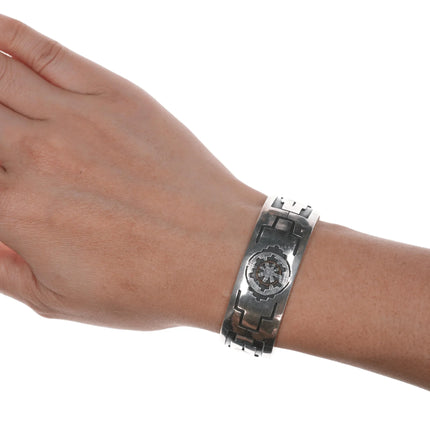 6.25" Willie Yazzie, Sr. (Navajo), 1928-1999 silver/copper overlay cuff bracelet - Estate Fresh Austin