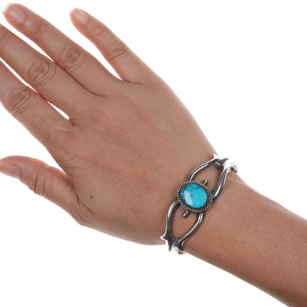 6.25" Wilson Begay Navajo turquoise silver cast cuff bracelet - Estate Fresh Austin