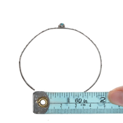 6.35" 30's-40's Stamped Silver Cuff Bracelet with turquoise - Estate Fresh Austin