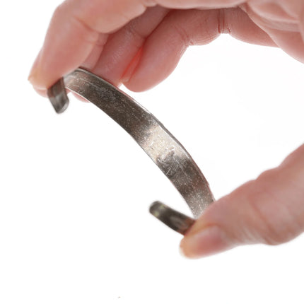 6.35" 30's-40's Stamped Silver Cuff Bracelet with turquoise - Estate Fresh Austin