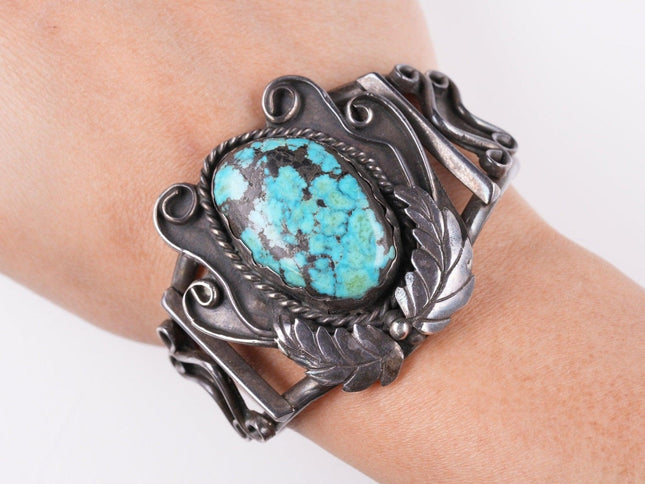 6.4" Vintage Navajo sterling and turquoise bracelet - Estate Fresh Austin