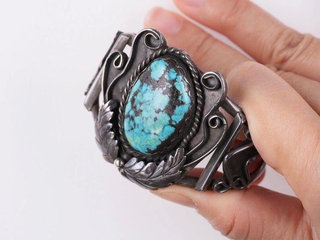 6.4" Vintage Navajo sterling and turquoise bracelet - Estate Fresh Austin