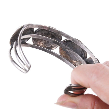 6.5" 1925-1929 Standing Liberty American Quarter Navajo Sterling cuff bracelet - Estate Fresh Austin