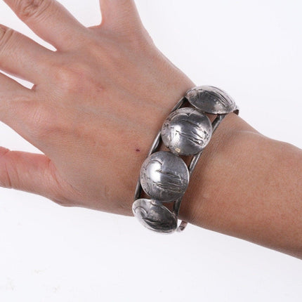 6.5" 1925-1929 Standing Liberty American Quarter Navajo Sterling cuff bracelet - Estate Fresh Austin