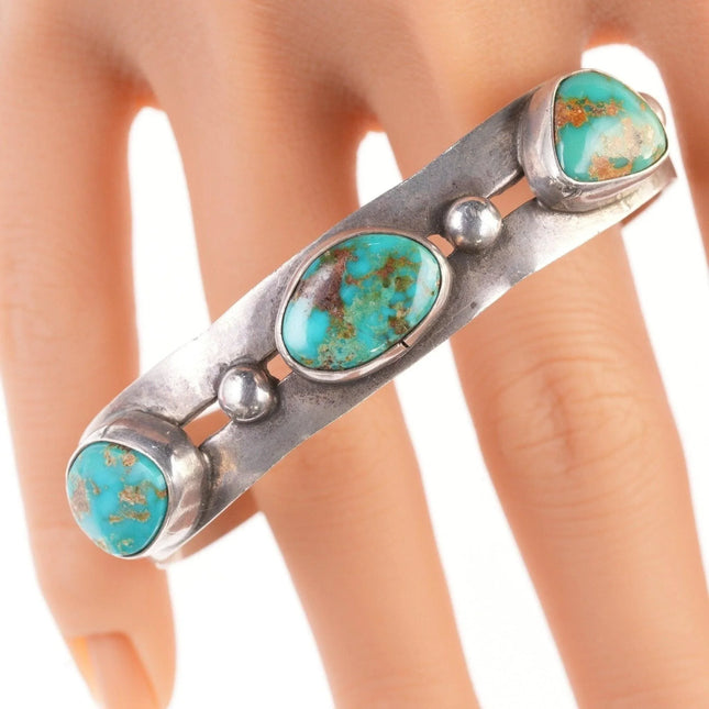 6.5" 1940's Navajo silver and fox turquoise bracelet - Estate Fresh Austin