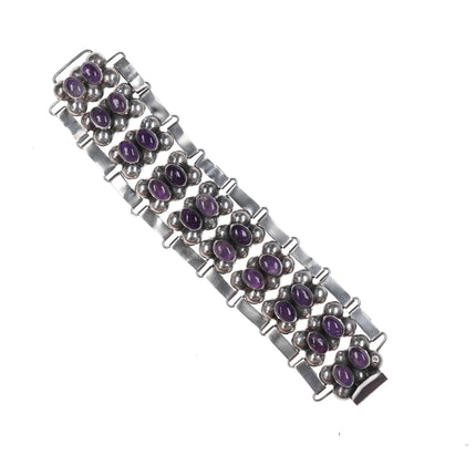 6.5" 1950's Carmen Beckmann Modernist sterling and amethyst bracelet - Estate Fresh Austin