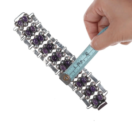 6.5" 1950's Carmen Beckmann Modernist sterling and amethyst bracelet - Estate Fresh Austin