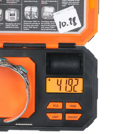 6.5" 1950's Luke Billy Yazzie Navajo silver cuff bracelet with nice turquoise - Estate Fresh Austin