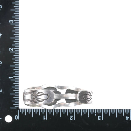 6.5" 1950's Luke Billy Yazzie Navajo silver cuff bracelet with nice turquoise - Estate Fresh Austin