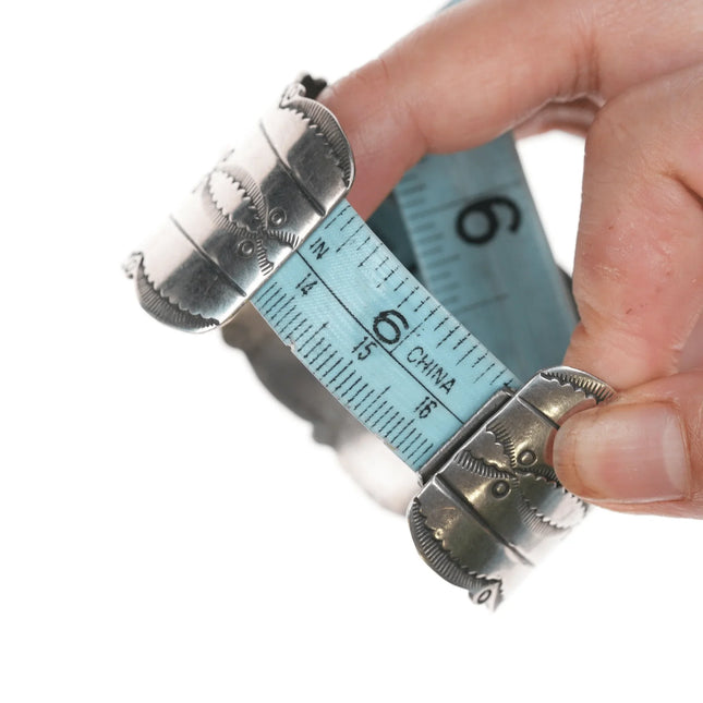 6.5" 1970's Gary Reeves Navajo stamped silver and turquoise cuff bracelet - Estate Fresh Austin