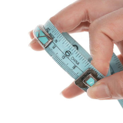 6.5" 1970's MKL Zuni Sterling and turquoise channel inlay cuff bracelet - Estate Fresh Austin