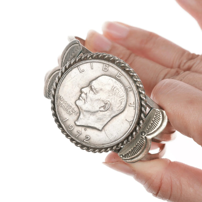 6.5" 1972 US Dollar Navajo silver cuff bracelet - Estate Fresh Austin