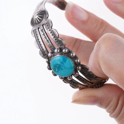 6.5" 30's-40's Fred Harvey Era sterling and turquoise bracelet - Estate Fresh Austin