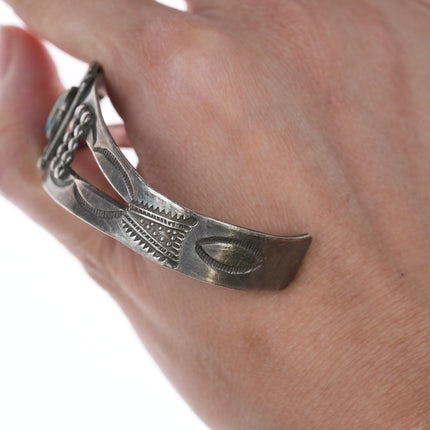 6.5" 30's - 40's Hand stamped Navajo silver bracelet - Estate Fresh Austin