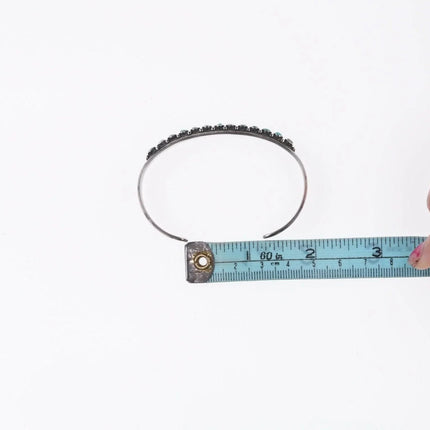 6.5" 30's-40's Native American Stamped silver and turquoise row cuff bracelet - Estate Fresh Austin