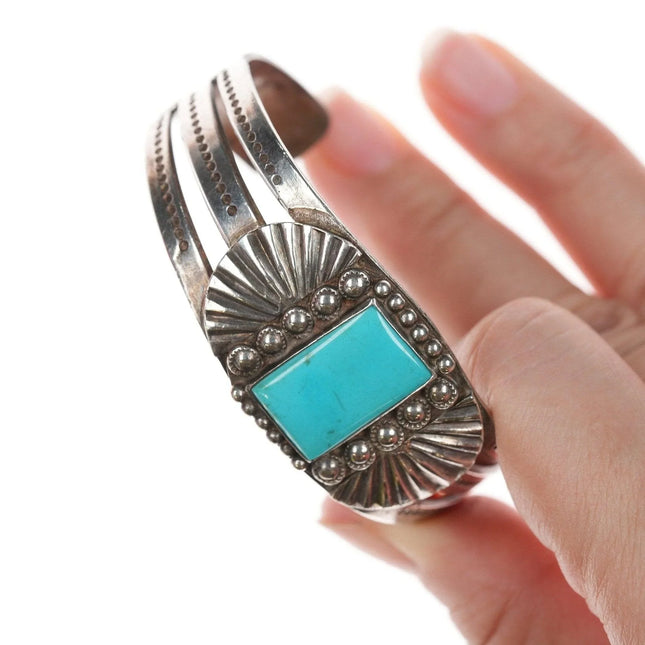 6.5" 30's-40's Navajo silver and turquoise bracelet - Estate Fresh Austin