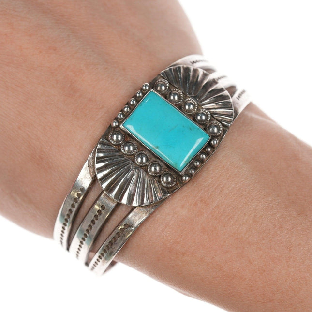 6.5" 30's - 40's Navajo silver and turquoise bracelet - Estate Fresh Austin