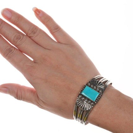 6.5" 30's - 40's Navajo silver and turquoise bracelet - Estate Fresh Austin