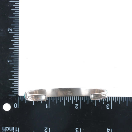 6.5" 30's-40's Navajo silver and turquoise row cuff bracelet - Estate Fresh Austin