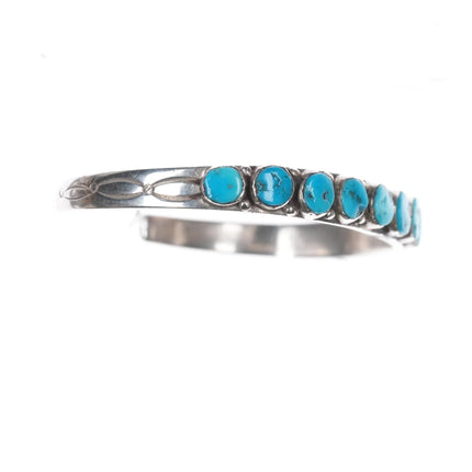 6.5" 30's-40's Navajo silver and turquoise row cuff bracelet - Estate Fresh Austin